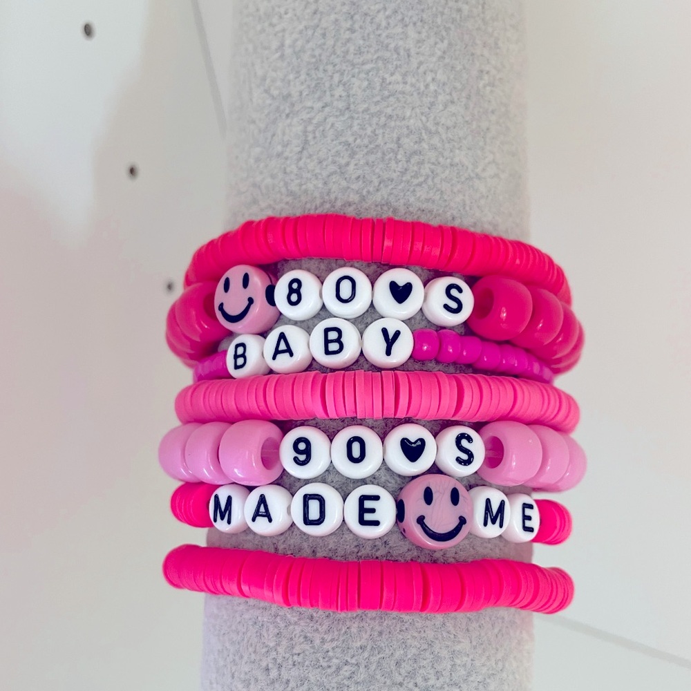 Handmade Bracelet Stack - 80’s Baby, 90’s Made Me Cute Custom Jewelry